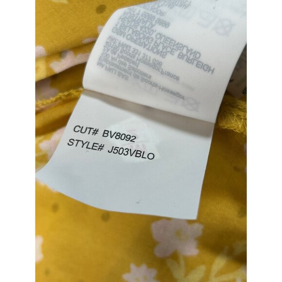 BILLABONG Love Wrapped Crop Top Sz L Yellow Floral Peasant Long Sleeve Tie Waist - Picture 12 of 14